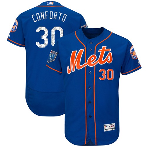 Mets #30 Michael Conforto Blue 2018 Spring Training Authentic Flex Base Stitched MLB Jersey - Click Image to Close